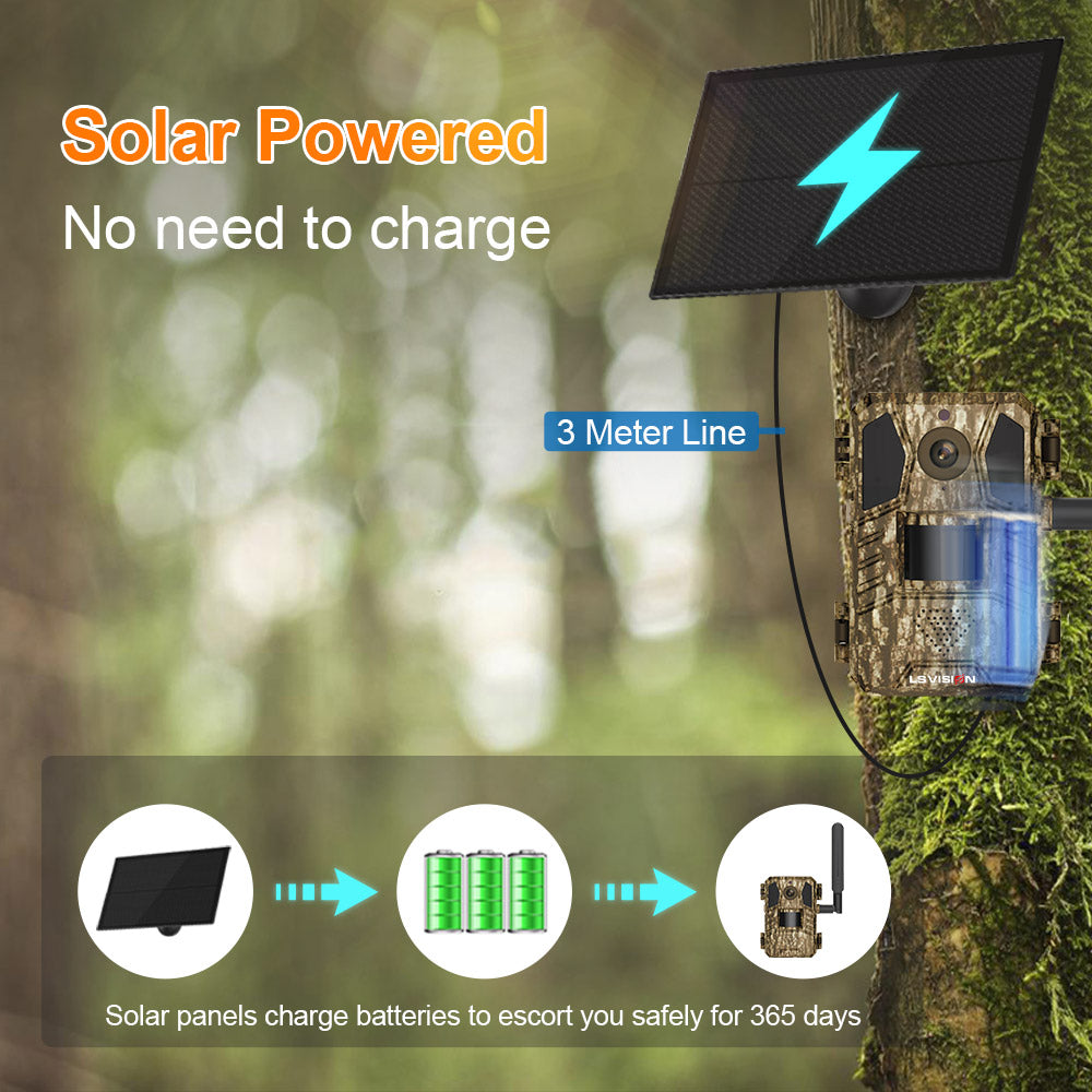 LS VISION 4MP Outdoor 4G Trail Camera Wireless Sim Card IP66 Solar Battery Powered hunting camera 4g