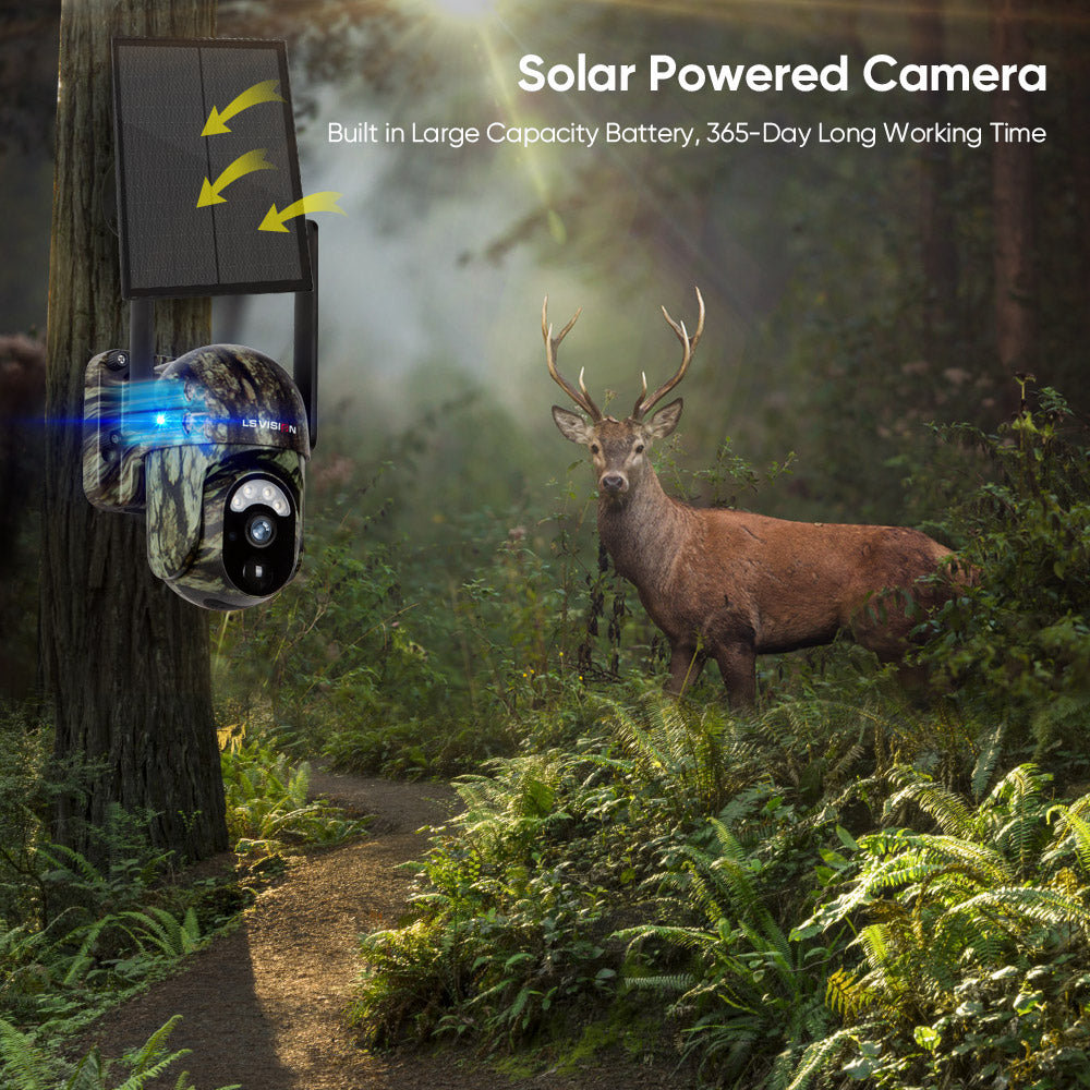 LS VISION Solar 4G Support SIM Card Camo Camera Outdoor Waterproof Detects Animal Hunting Camera