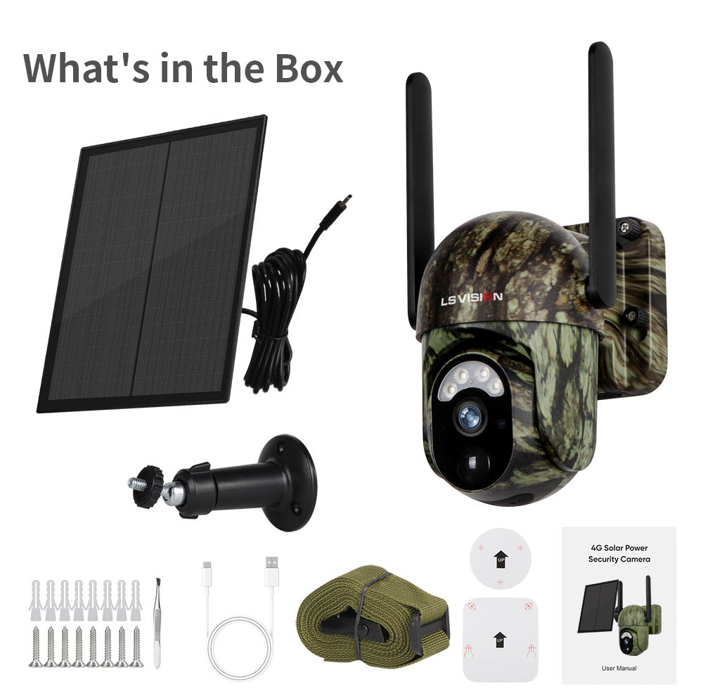 LS VISION Solar 4G Support SIM Card Camo Camera Outdoor Waterproof Detects Animal Hunting Camera