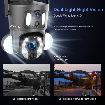 LS VISION 2024 Hot Selling 3K Dual Lens Solar PTZ Camera Indoor Outdoor Use 4G WiFi IP Network Technology with CMOS Sensor