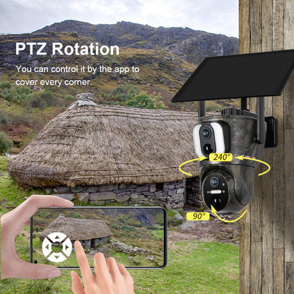 LS VISION Manufacturer 4K 4G LTE Solar Battery Hunting Camouflage Camera Wireless Outdoor Powered Dual Lens PTZ Security Camera